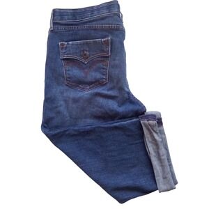 Levis 525 Perfect Waist Capri Jeans Womens 16 Medium Wash Blue Cuffed Straight